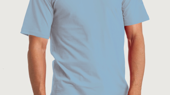 Açık Mavi Bisiklet Yaka Tişört